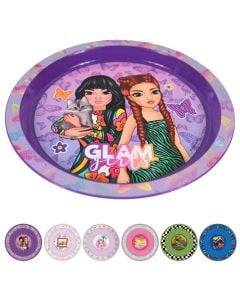 Baby food plate, plastic, mixed, 21 cm, 1 piece