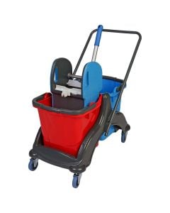 Cleaning bucket set, plastic, 2 buckets x 25 lt, 70x42x82 cm, blue/red/gray, 1 piece