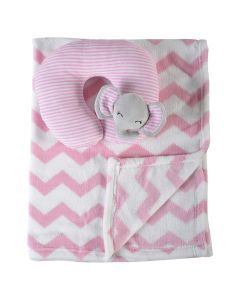 Baby blanket and pillow, Cangaroo, Sammy, pink, 90x75 cm, 1 piece