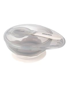 Baby bowl and spoon, Kikka Boo, +4 months, silicone, beige, 1 piece