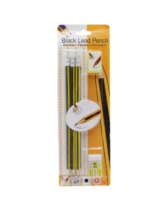 Set of pencils + eraser, Black lead, 1 pack