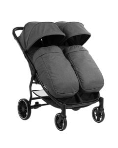Twin stroller, Kikka boo, Happy 2, aluminum/polyester, 2x15 kg, dark gray, 1 piece