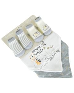Set of 2 leggings + 2 socks, Cangaroo, Mommy's Wild, grey/white, 100% cotton