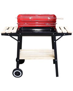 Charcoal barbecue, with skewer, metal, 94x42.5x85 cm, red, 1 piece