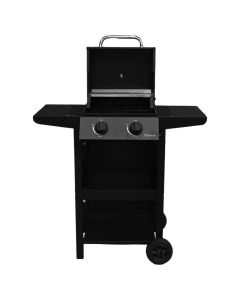Gas barbecue, 2 burner, steel, 96x50x100 cm, black, 1 piece