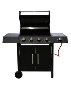 Gas barbecue, 4+1 burner, steel, 120x53x110 cm, black, 1 piece
