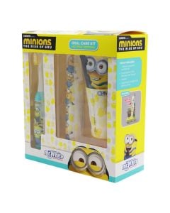Children's set, Mr White, Minions, toothpaste + brush + holder, +3 year, yellow, 1 pack