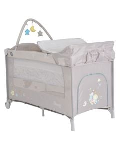 Portable children's bed, Sleepy, gray, 2 levels, 120x60x77cm, 1 piece