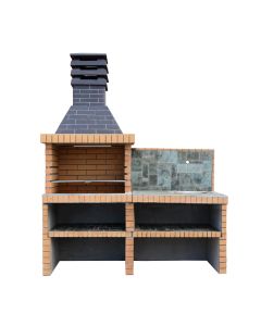 Concrete barbecue with stone decor, 215x185x60 cm