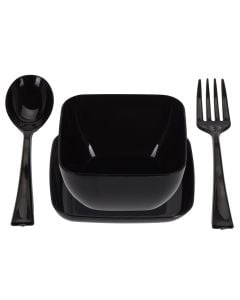Amuse set, polystrene, black-transparent, 16 pieces, 1 pack