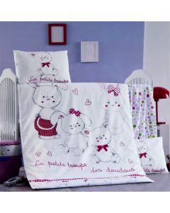 Baby bed linen, with design, 100 % cotton, upper 100x150 cm, lower 60x120 cm, cushion cover 40x50 cm