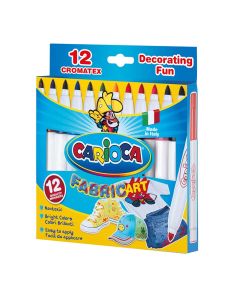 Fabric felt tip pens for children, Fabric Art, Carioca, plastic, 19x18x1.5 cm, blue and yellow, 12 pieces