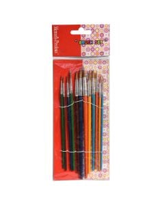 Painting brushes, Memoris-Precious, wood and nylon, 17 cm, miscellaneous, 12 pieces