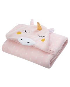 Towel with unicorn, 100x140 cm, pink