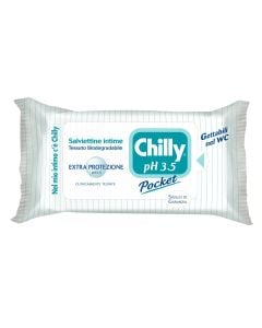 Wet wipes for intimate care, Antibatterico, Chilly, textile, 13x7x3 cm, white and blue, 12 pieces