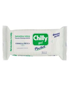 Wet wipes for intimate care, Gel, Chilly, textile, 13x7x3 cm, white and green, 12 pieces