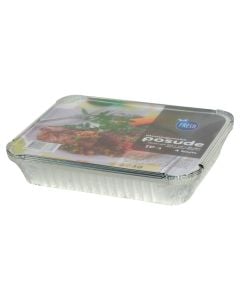 Vaskete with cap 1100 ml (Pk 4) Size: 22.5x17.3x4.2cm, Color: Silver, Material: Aluminium + Cardboard
