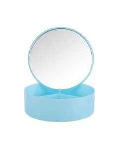 Mirror with container, Miniso, polypropylene and glass, 15x15x6.5 cm, blue, 1 piece