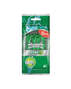 Extra Sensitive men's disposable razor blade, Wilkinson Sword, plastic and stainless steel, 24.5x9 cm, green, 4 pieces