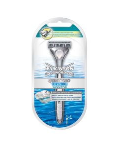 Quattro Titanium men's razor blade, Wilkinson Sword, plastic and stainless steel, 20x10 cm, gray, 1 piece