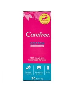 Cotton sanitary pads, Carefree, cotton, 16x6.5x5 cm, pink, 20 pieces