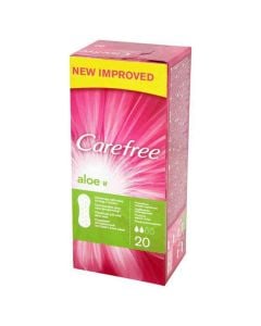 Sanitary pads Aloe, Carefree, cotton, 16x8.5x6.5 cm, pink and green, 20 pieces