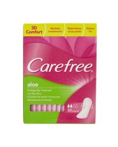 Sanitary pads Aloe, Carefree, cotton, 14x10.5x7.5 cm, pink and green, 30 pieces