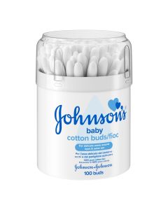 Cotton fiocs, Johnson's, cotton and plastic, 9x9x9.2 cm, blue, 100 pieces