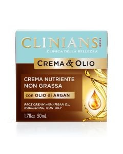 Nourishing face cream, Clinians, plastic, 50 ml, turquoise and gold, 1 pc