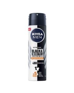Spray deodorant for men Black&White Ultimate Impact, Nivea, plastic and metal, 150 ml, white, orange and black, 1 piece