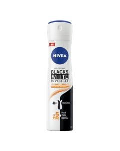 Spray deodorant for women Black&White Ultimate Impact, Nivea, plastic and metal, 150 ml, white, orange and black, 1 piece