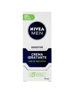Protective and moisturizing cream for men, Sensitive, Nivea, plastic, 75 ml, white and blue, 1 piece