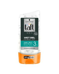 Men's hair styling gel, Wet Style 03, Taft, plastic, 150 ml, white and orange, 1 piece