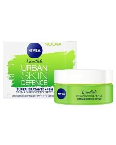 Detoxifying cream for face treatment during the day, Urban Skin Defense, Nivea, plastic and glass, 50 ml, green, 1 piece