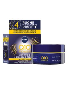 Anti-wrinkle cream for face treatment during the night, Q10 Plus, Nivea, plastic and glass, 50 ml, blue, 1 piece