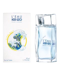 Eau de toilette (EDT) for men, L'Eau pour Homme Hyper Wave, Kenzo, glass, 50 ml, blue and white, 1 piece