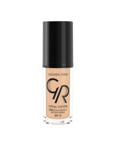 2 in 1 liquid makeup foundation and concealer, 02, Total Cover, Golden Rose, plastic, 30 ml, beige, 1 piece
