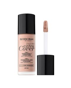 2 in 1 liquid makeup foundation and concealer, 01 Fair, 24 Ore Extra Cover, Deborah, plastic and glass, 30 ml, beige, 1 piece