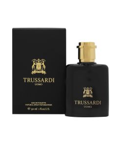 Eau de toilette (EDT) for men, Uomo, Trussardi, glass, 30 ml, black and gold, 1 piece
