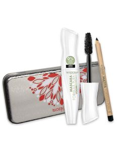 Mascara and eyeliner set, Pure Formula, Deborah, metal, wood and plastic, 17x8x3 cm, red, gray and white, 2 pieces
