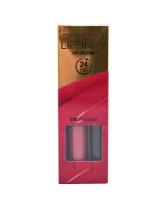 Liquid lipstick and moisturizing balm set, 115 Confident, LipFinity, 2-step Long Lasting, Max Factor, plastic, 2.3 ml + 1.9 g, coral pink, 2 pieces