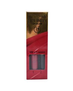 Liquid lipstick and moisturizing balm set, 125 So Glamorous, LipFinity, 2-step Long Lasting, Max Factor, plastic, 2.3 ml + 1.9 g, scarlet red, 2 pieces