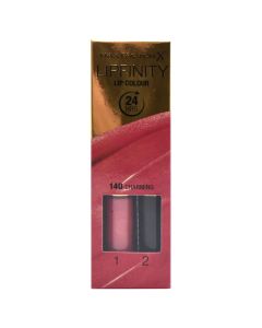 Liquid lipstick and moisturizing balm set, 140 Charming, LipFinity, 2-step Long Lasting, Max Factor, plastic, 2.3 ml + 1.9 g, dark pink, 2 pieces