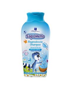 Shampoo for kids, for hair and body wash, Saponello, Paglieri, plastic, 250 ml, blue, 1 piece