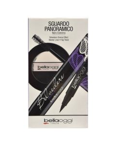 Eye makeup set, Bella Oggi, plastic, 8.5x14.5 cm, white, black and purple, 3 pieces