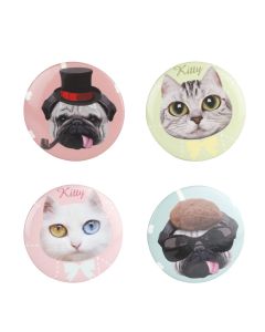 Mini cosmetic mirrors, plastic, 7.3x7.3x0.3 cm, mix