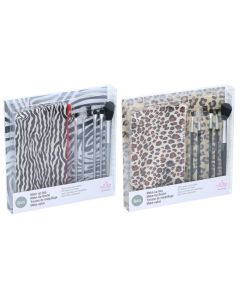 Make-up brush set, with cosmetic bags, synthetic fiber, plastic, aluminum 2.5x11x19 cm, mixed, 5 pieces