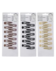 Hair clips, metal, 12 pieces, mixed