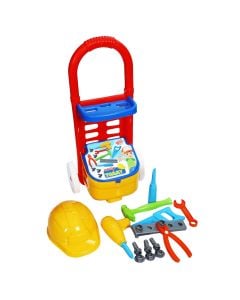 Repair tools toy set for children, Handy Tommy, plastic, 58 cm, red, yellow and blue, 14 pieces