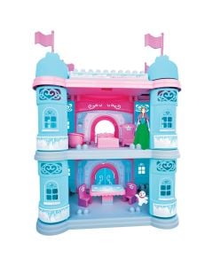 Castle toy set for children, Ice World, plastic, 59x51x6.5 cm, pink and cyan blue, 35 pieces
